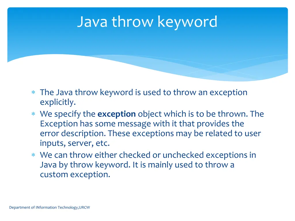 java throw keyword