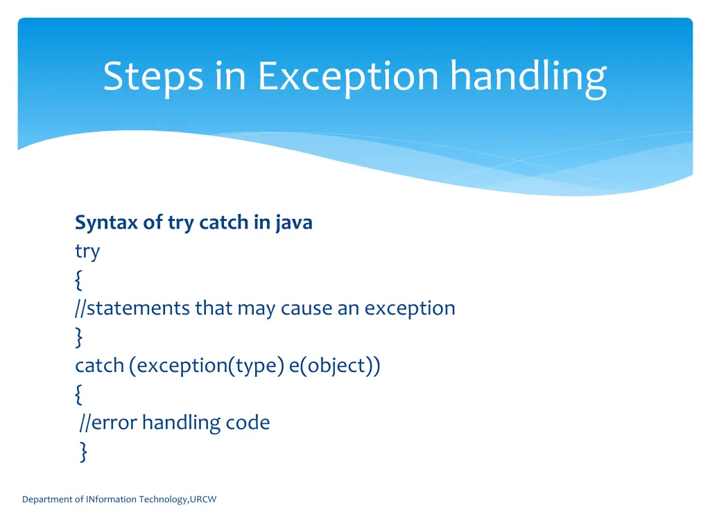 steps in exception handling