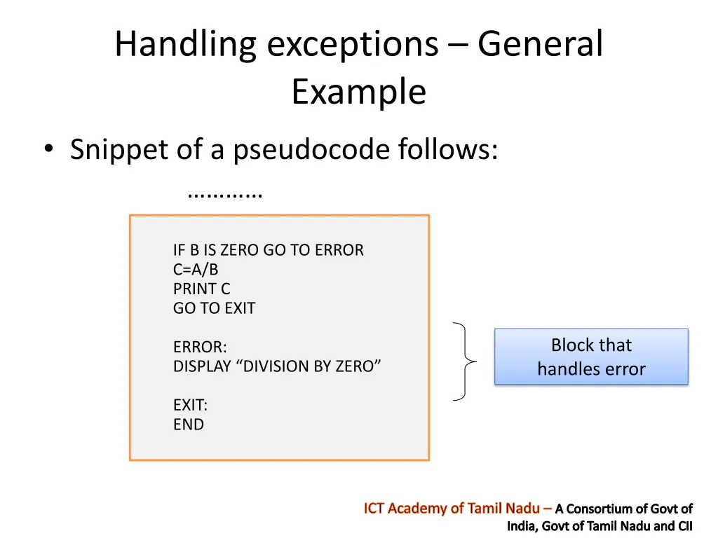 handling exceptions general example