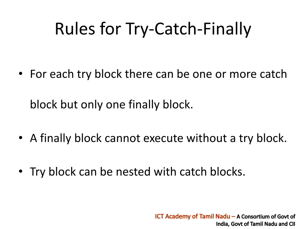 rules for try catch finally