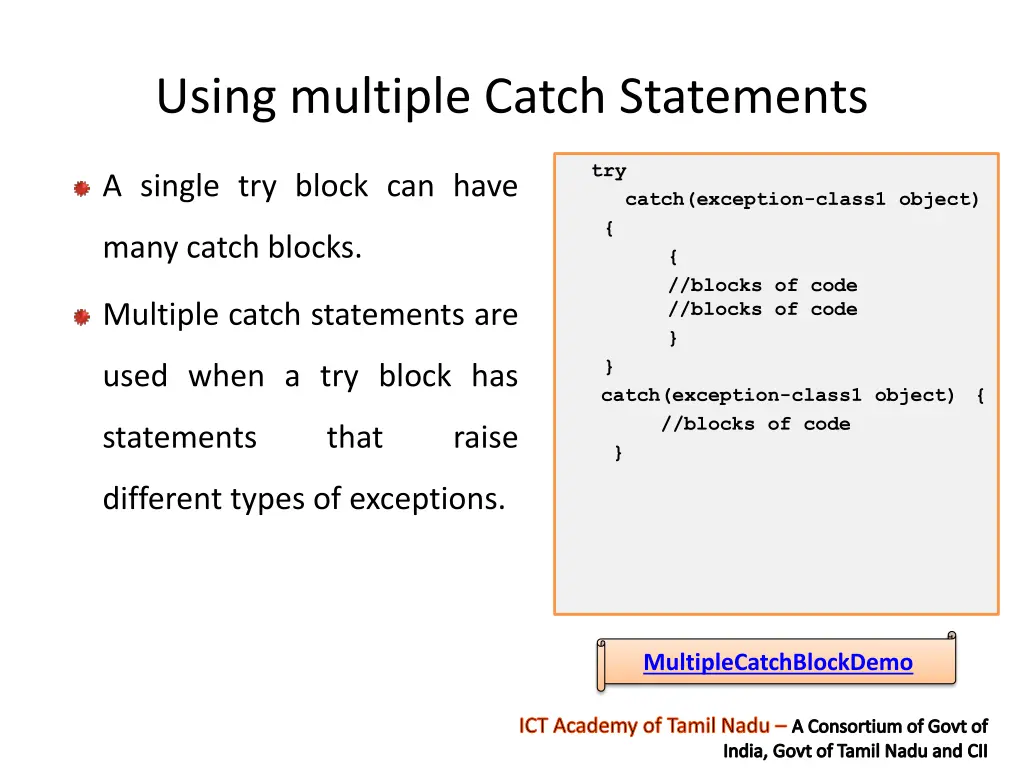 using multiple catch statements