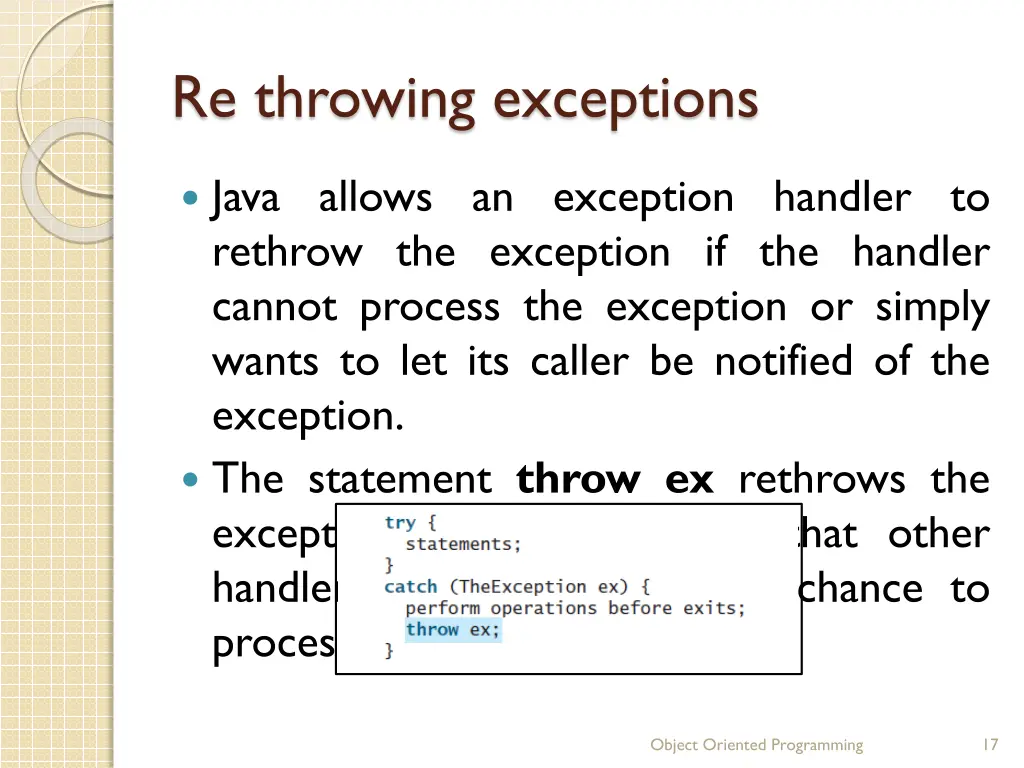 re throwing exceptions