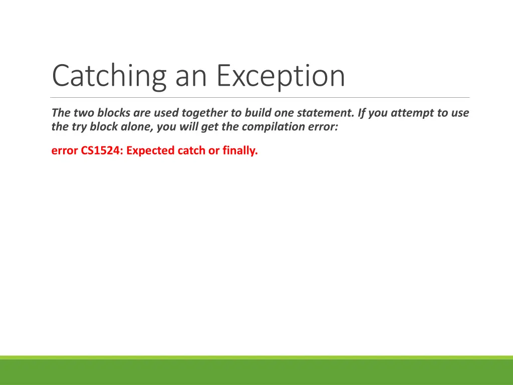 catching an exception 1