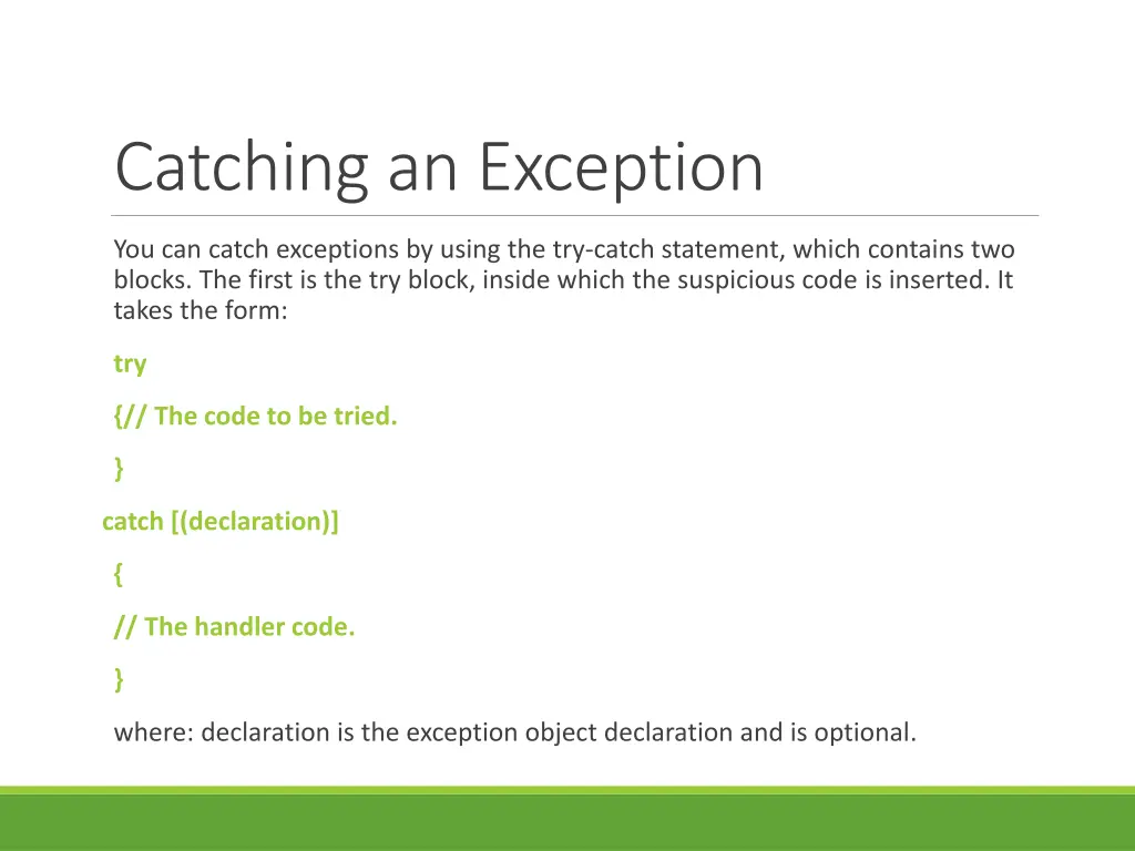 catching an exception