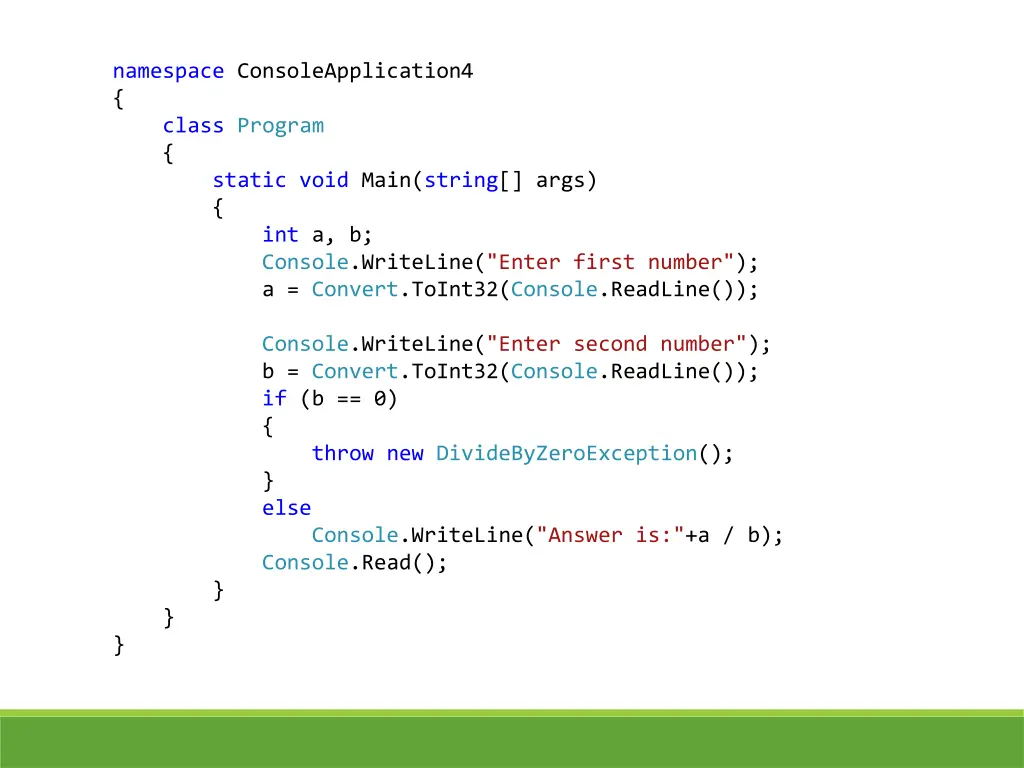 namespace consoleapplication4 class program