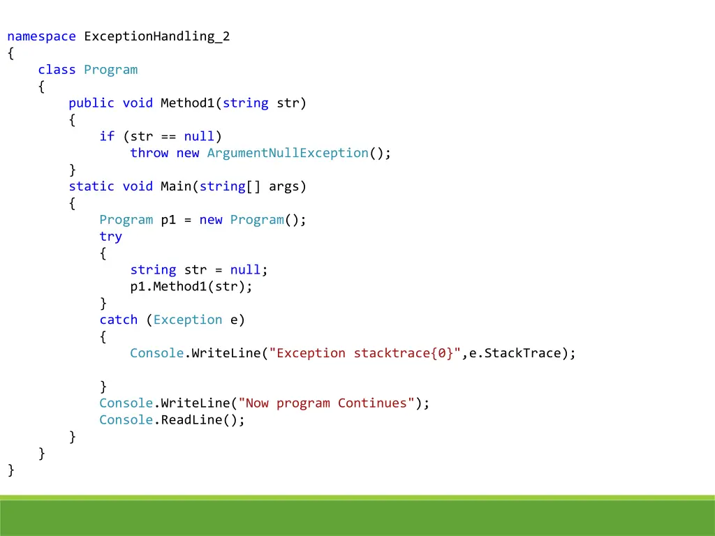 namespace exceptionhandling 2 class program 1