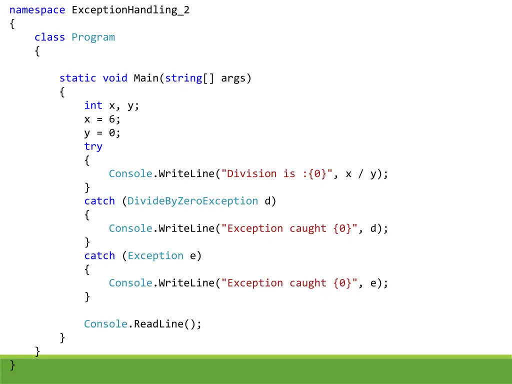 namespace exceptionhandling 2 class program 2
