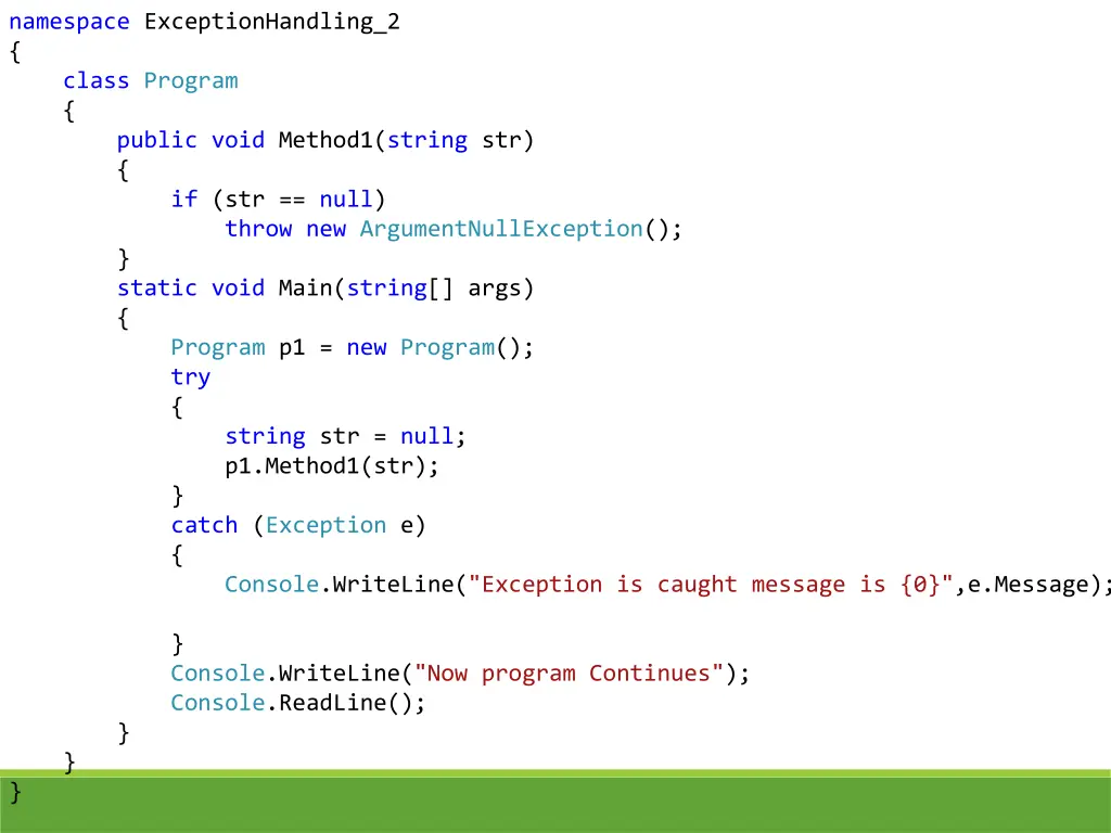 namespace exceptionhandling 2 class program
