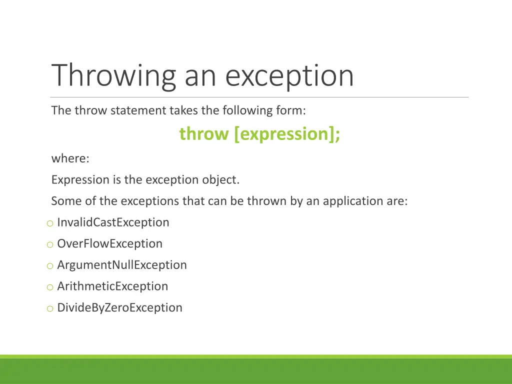 throwing an exception