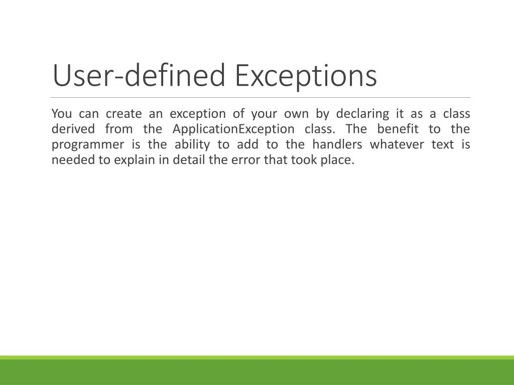 user defined exceptions