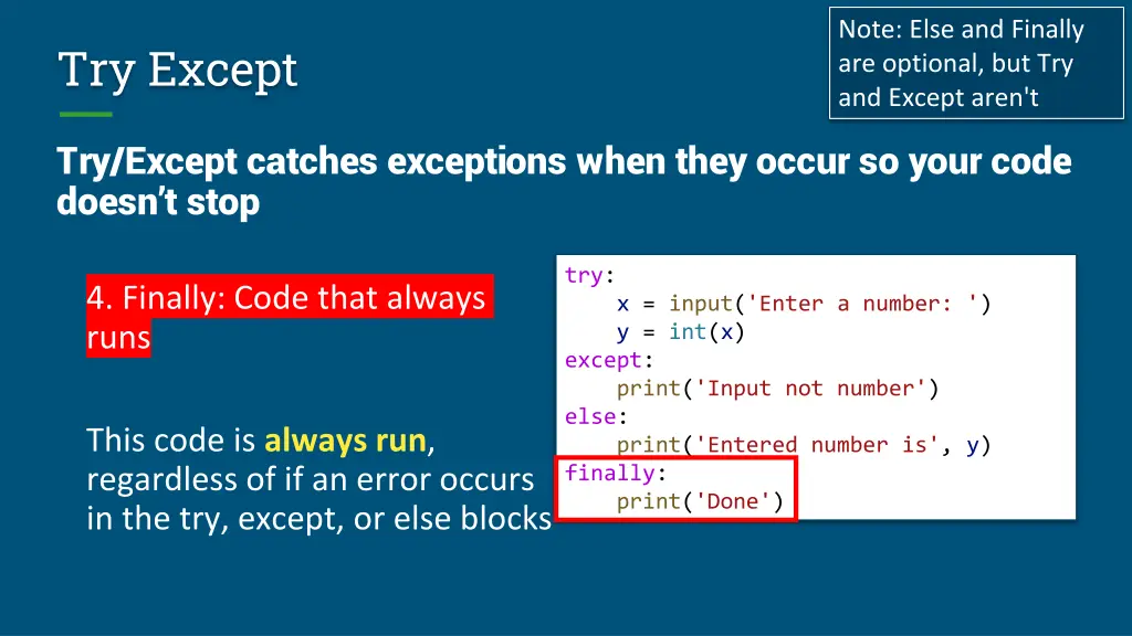 note else and finally are optional 4