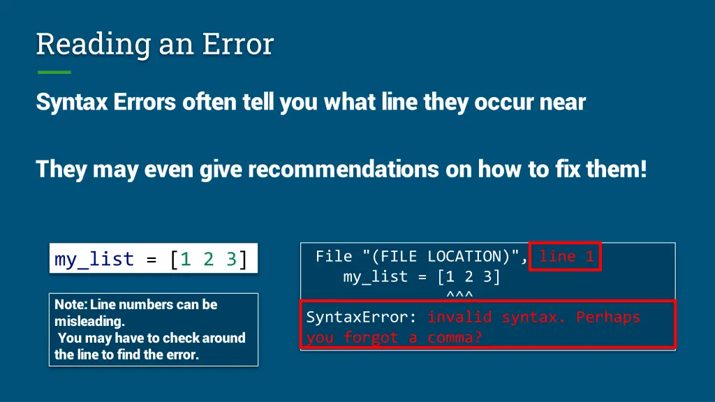 reading an error