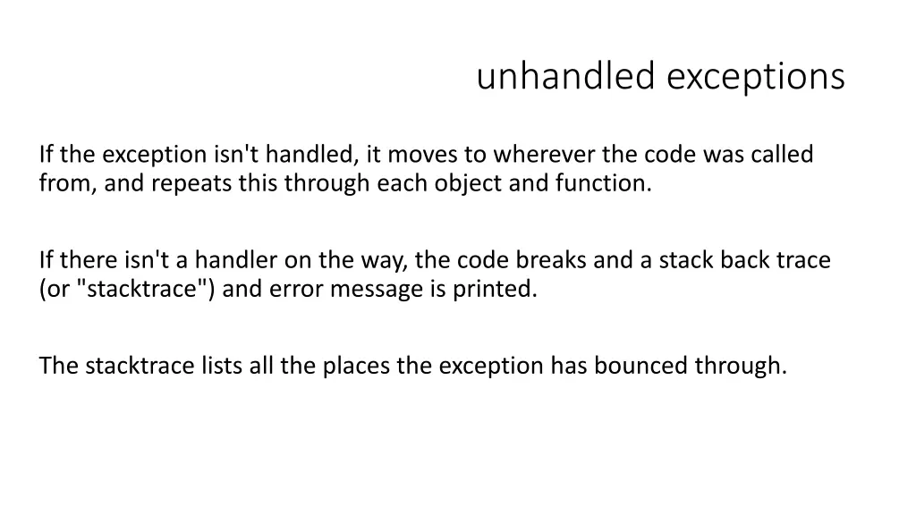 unhandled exceptions