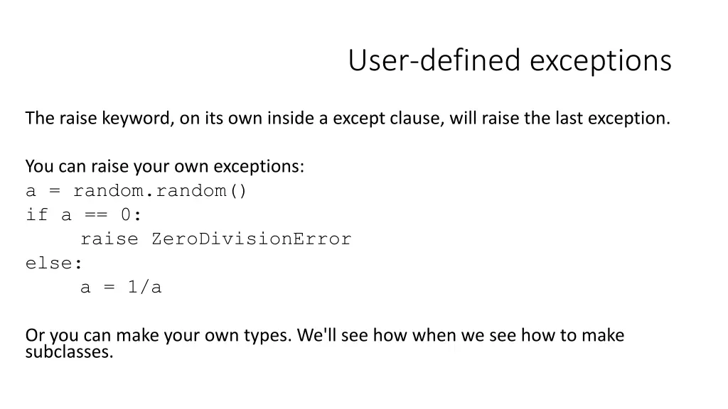 user defined exceptions