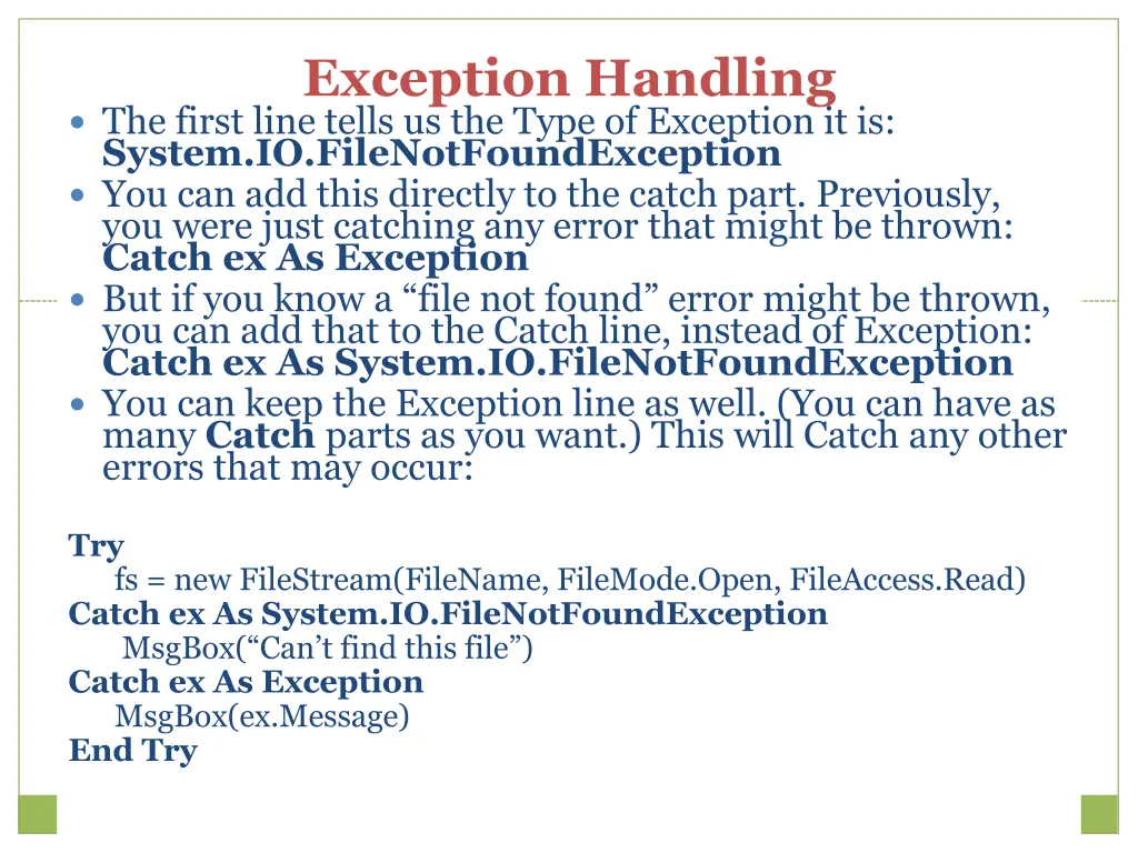 exception handling 5