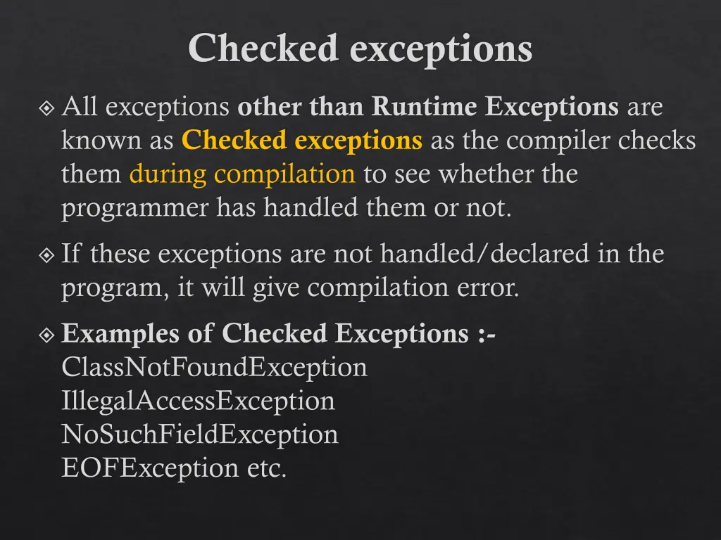 checked exceptions