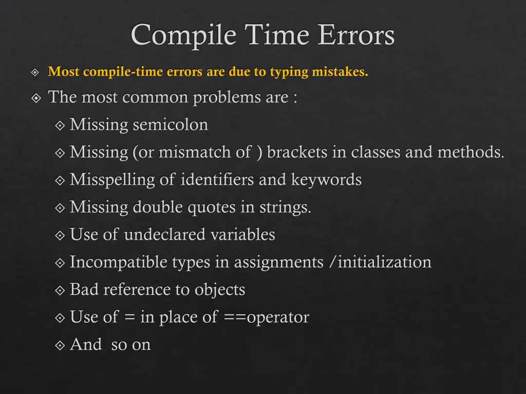 compile time errors 2