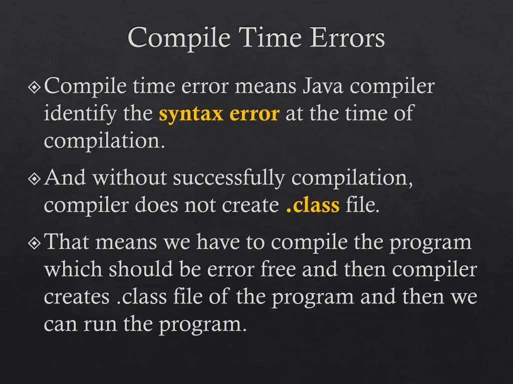 compile time errors