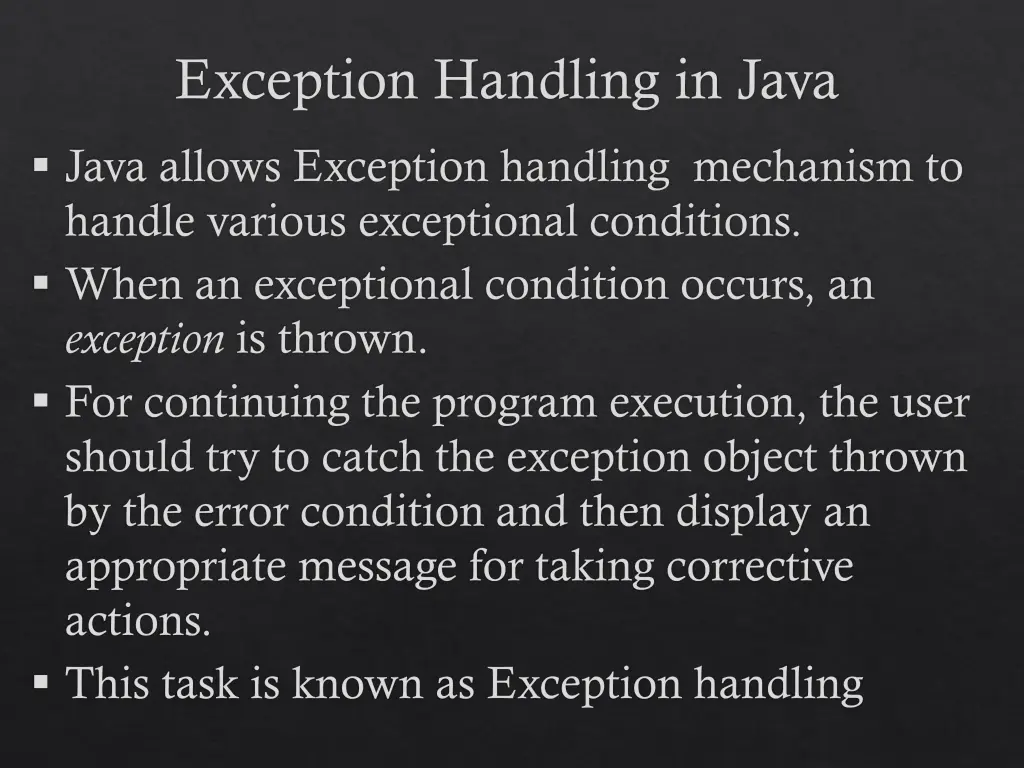 exception handling in java