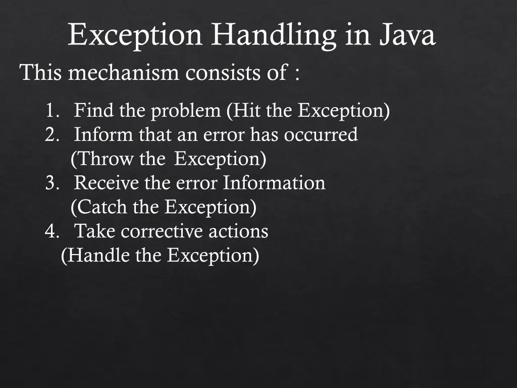 exception handling in java this mechanism