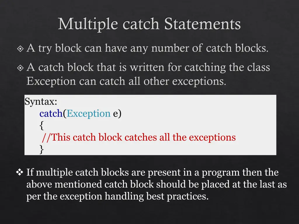 multiple catch statements