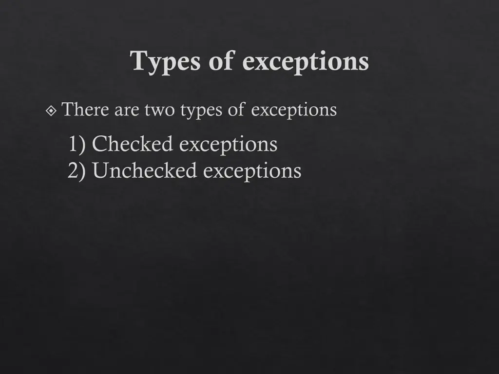 types of exceptions