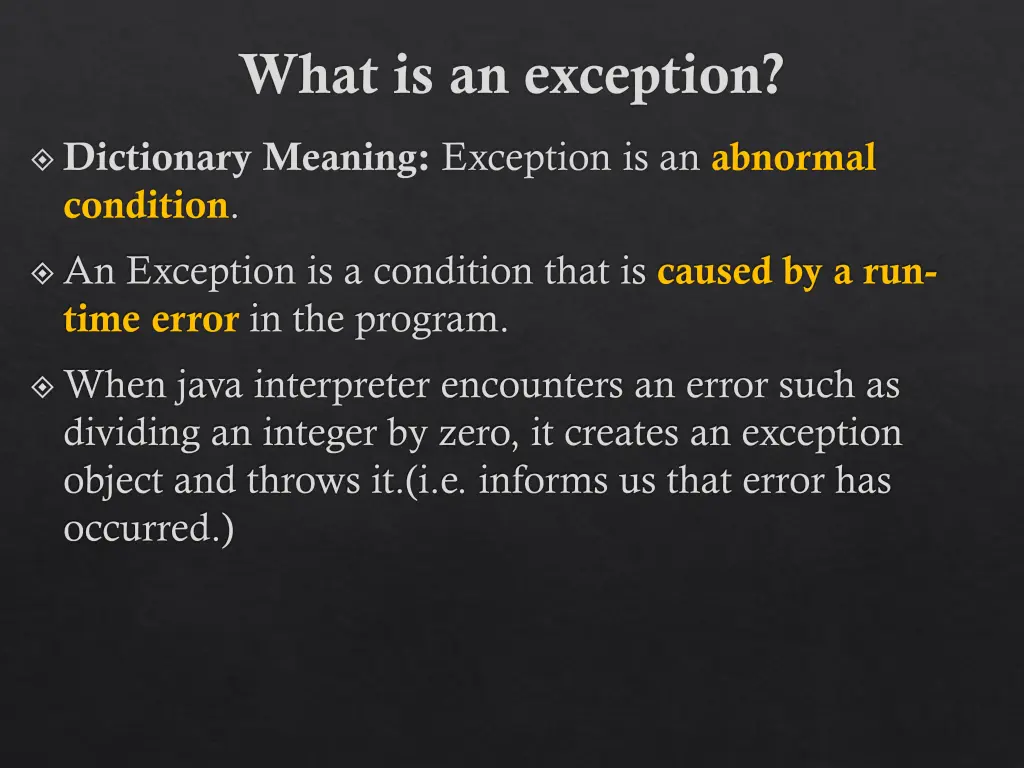 what is an exception