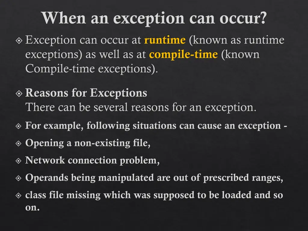 when an exception can occur exception can occur