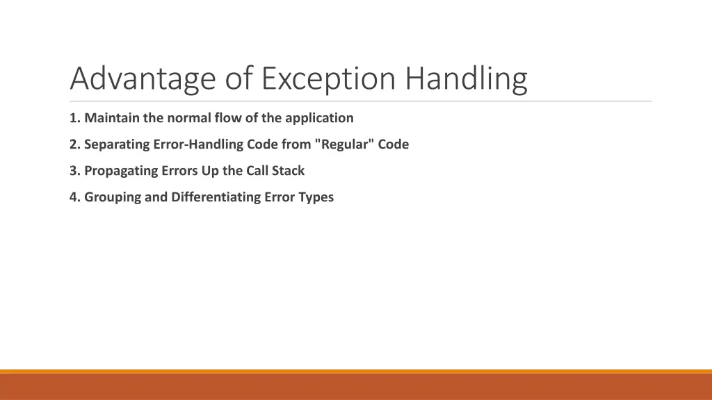 advantage of exception handling