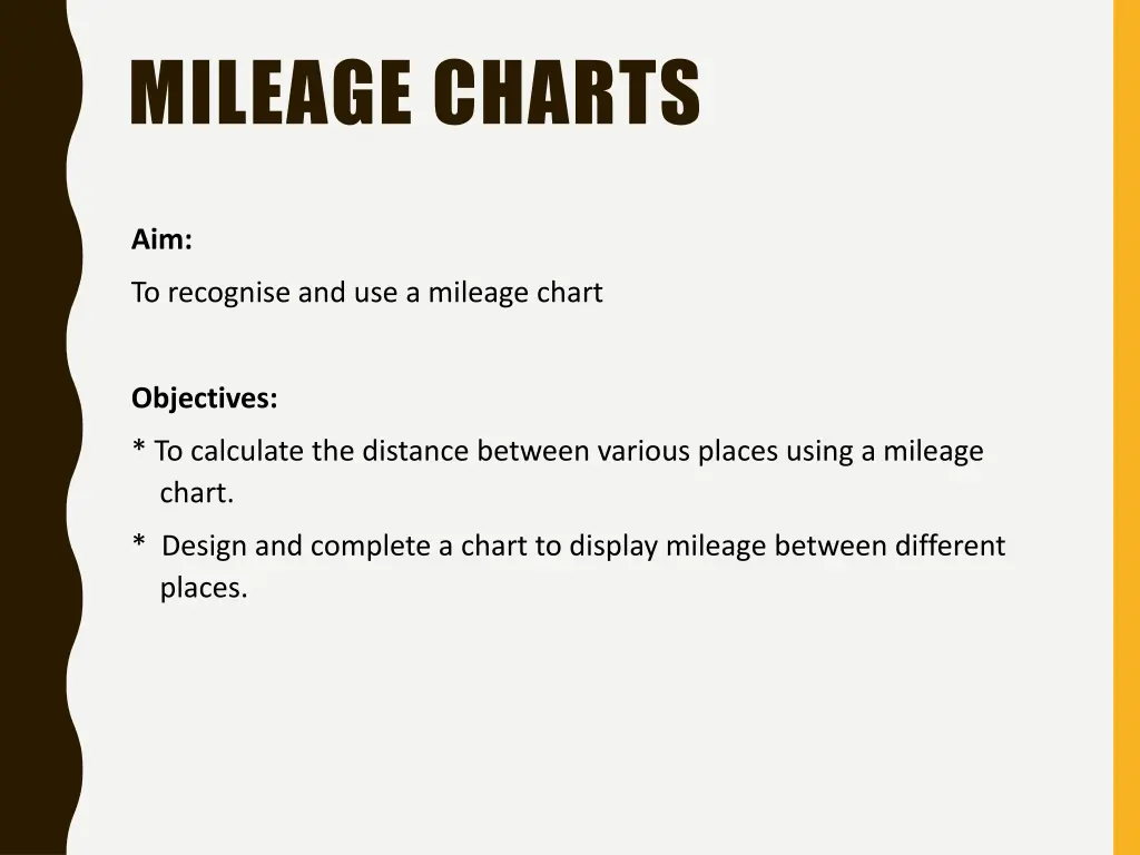 mileage charts