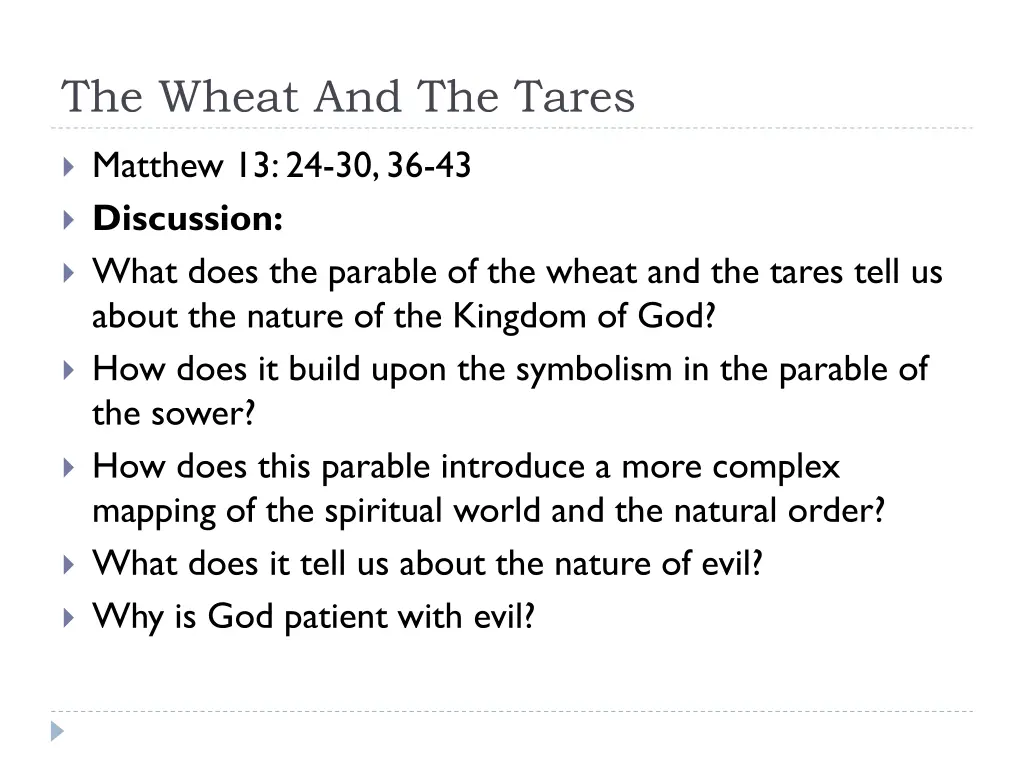 the wheat and the tares