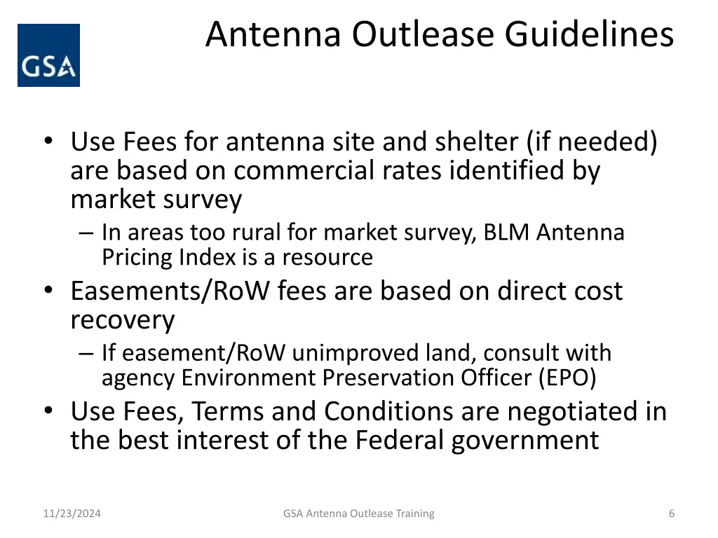 antenna outlease guidelines