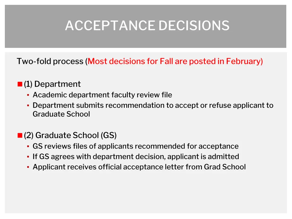 acceptance decisions