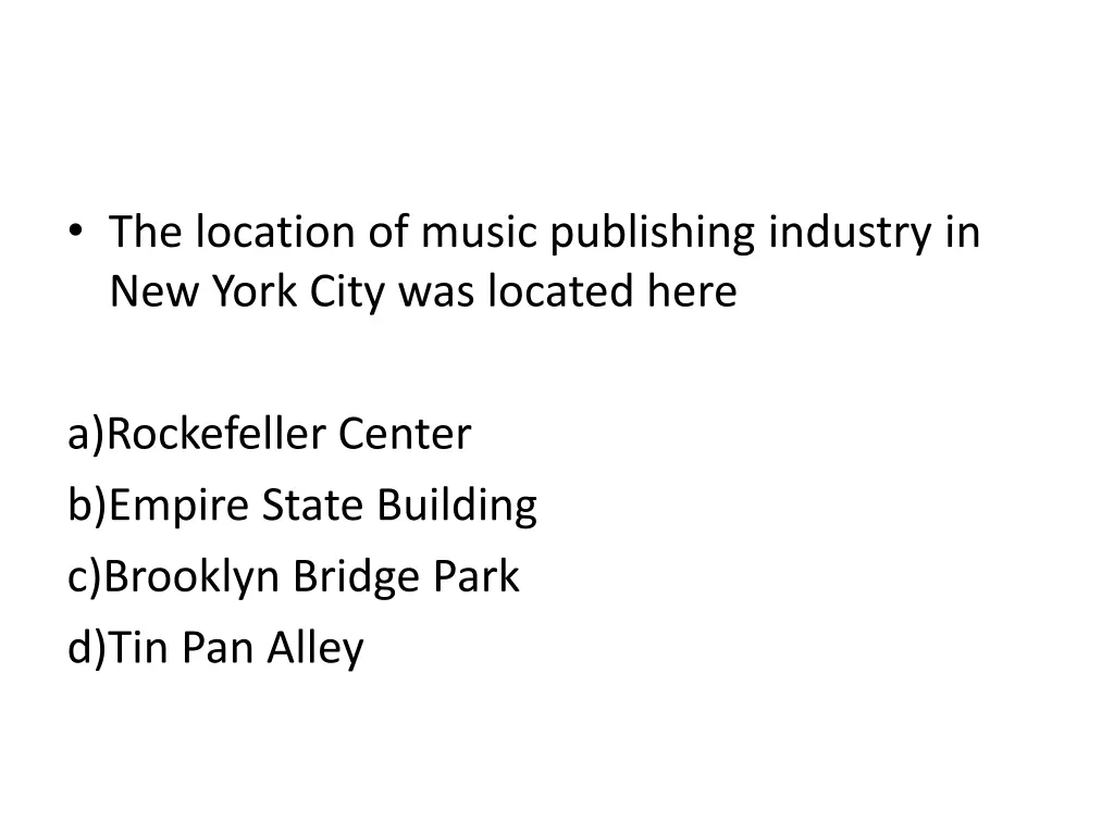 the location of music publishing industry