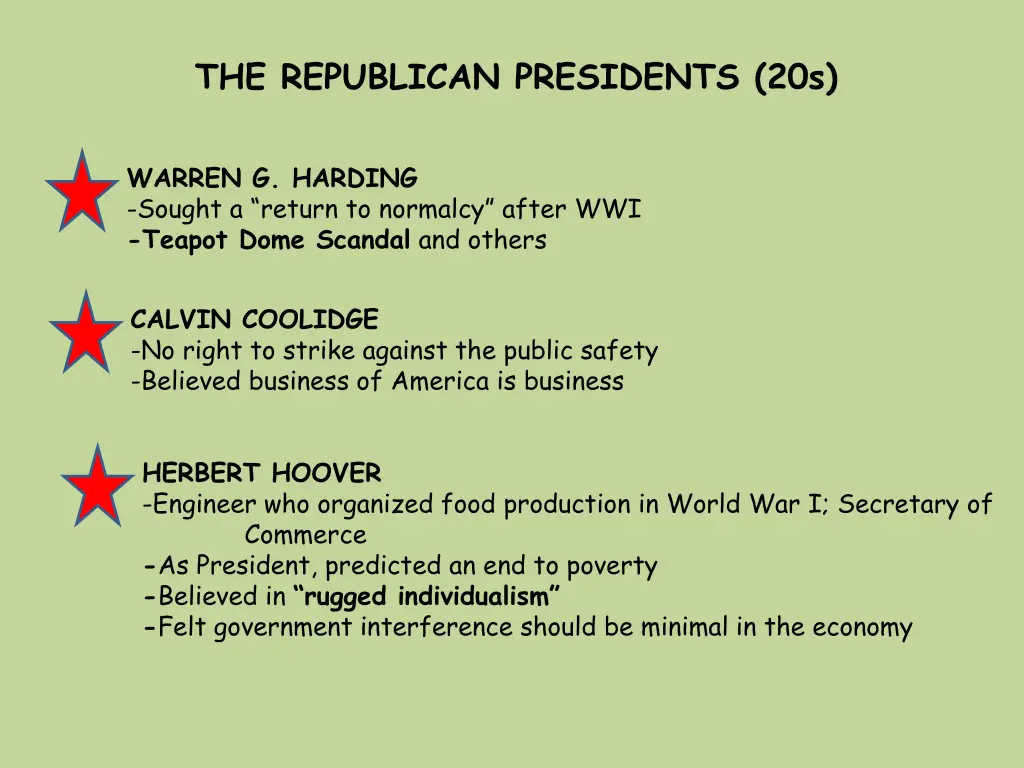 the republican presidents 20s