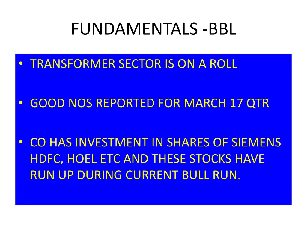 fundamentals bbl