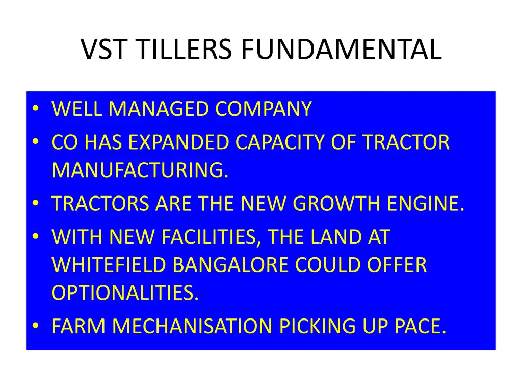 vst tillers fundamental