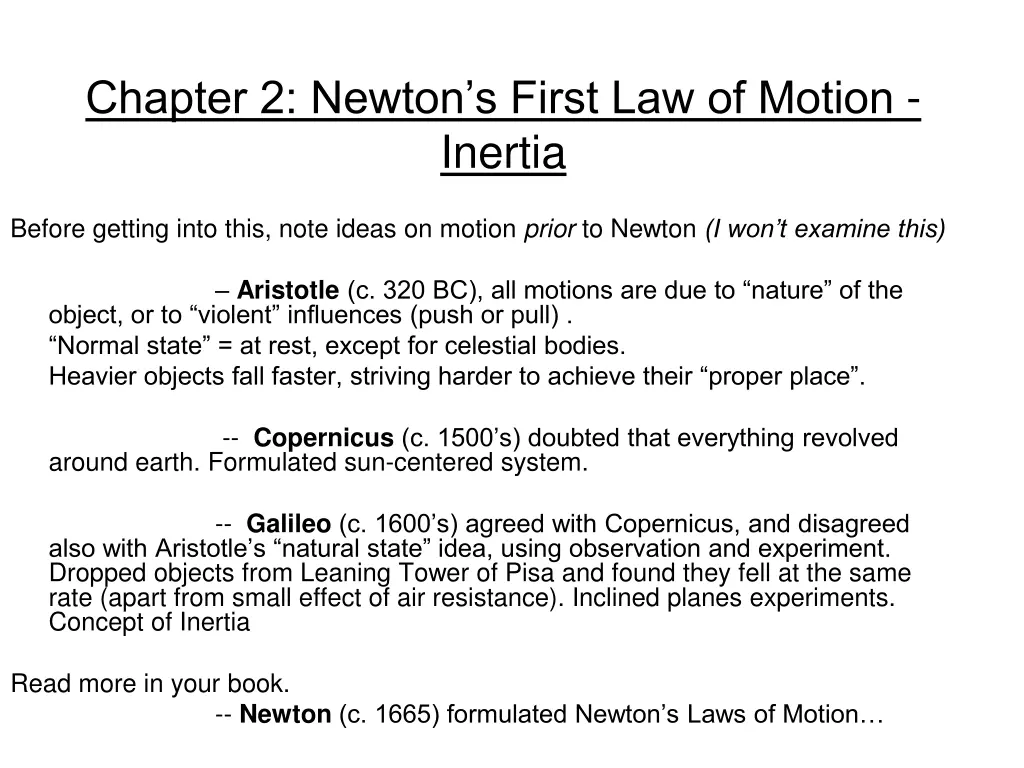 chapter 2 newton s first law of motion inertia