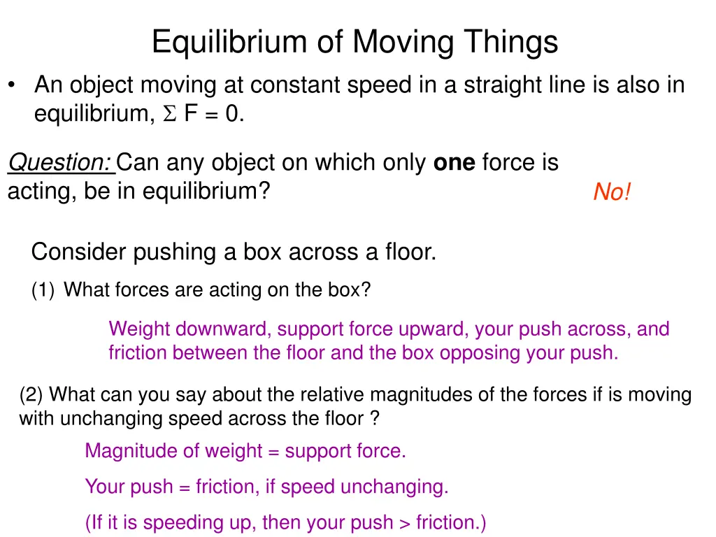 equilibrium of moving things an object moving