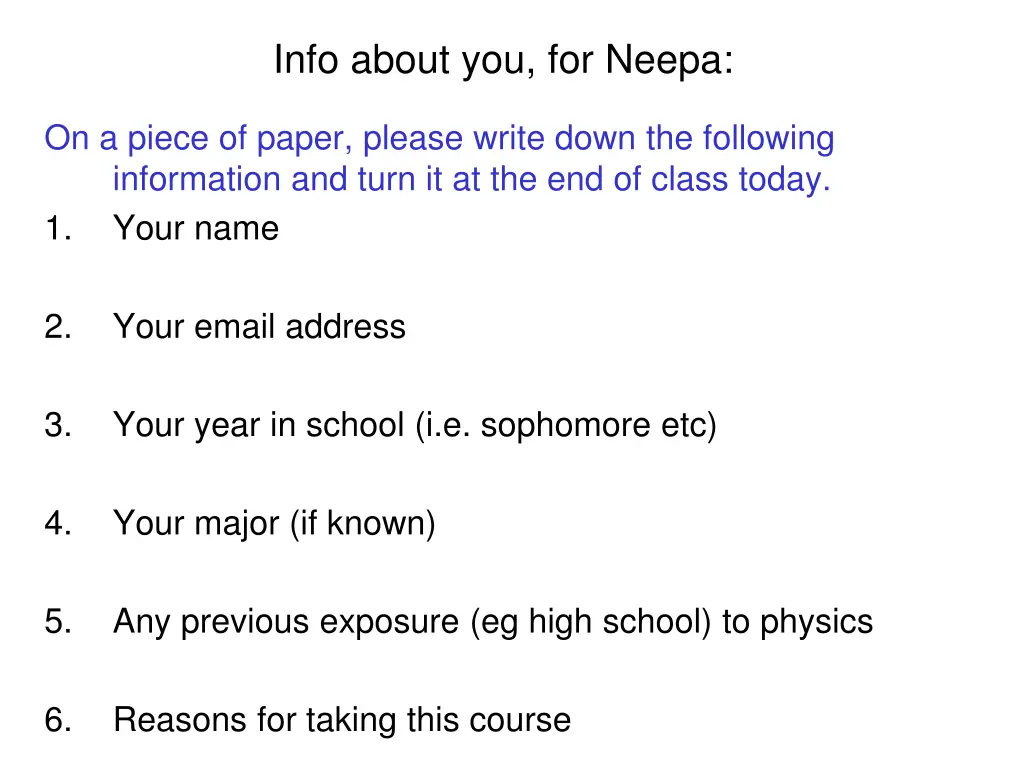 info about you for neepa