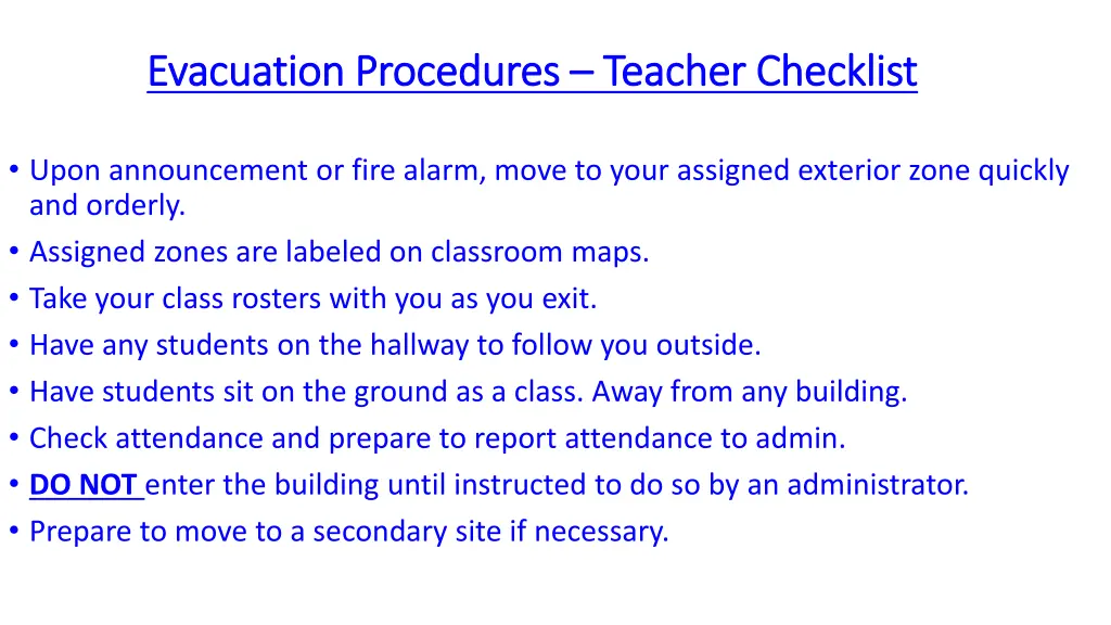 evacuation procedures evacuation procedures