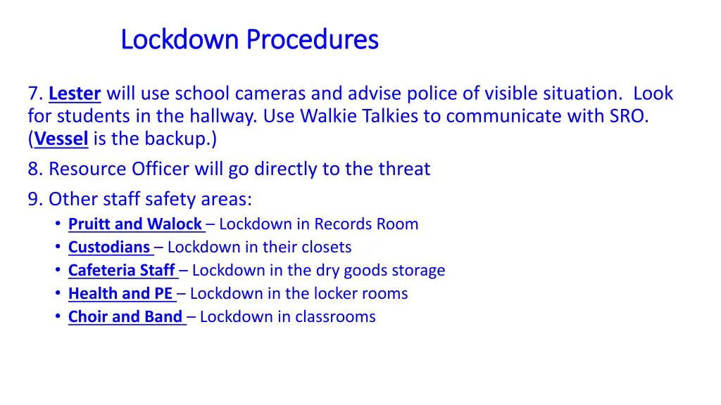 lockdown procedures lockdown procedures