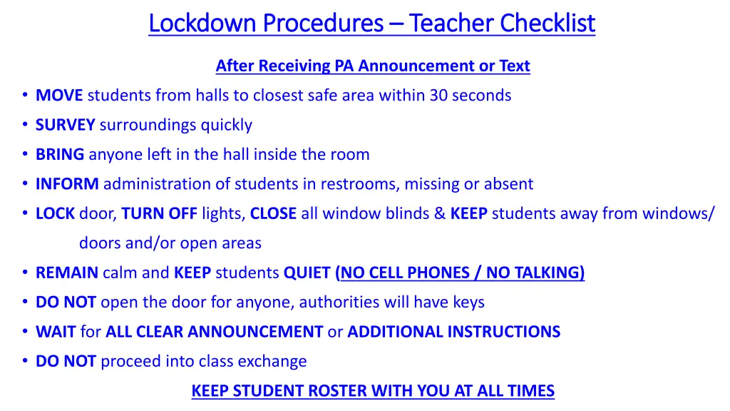 lockdown procedures lockdown procedures teacher