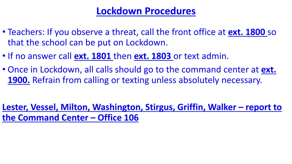 lockdown procedures