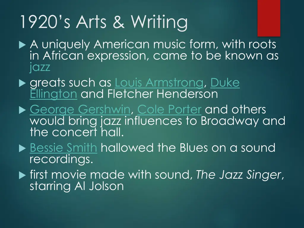 1920 s arts writing a uniquely american music