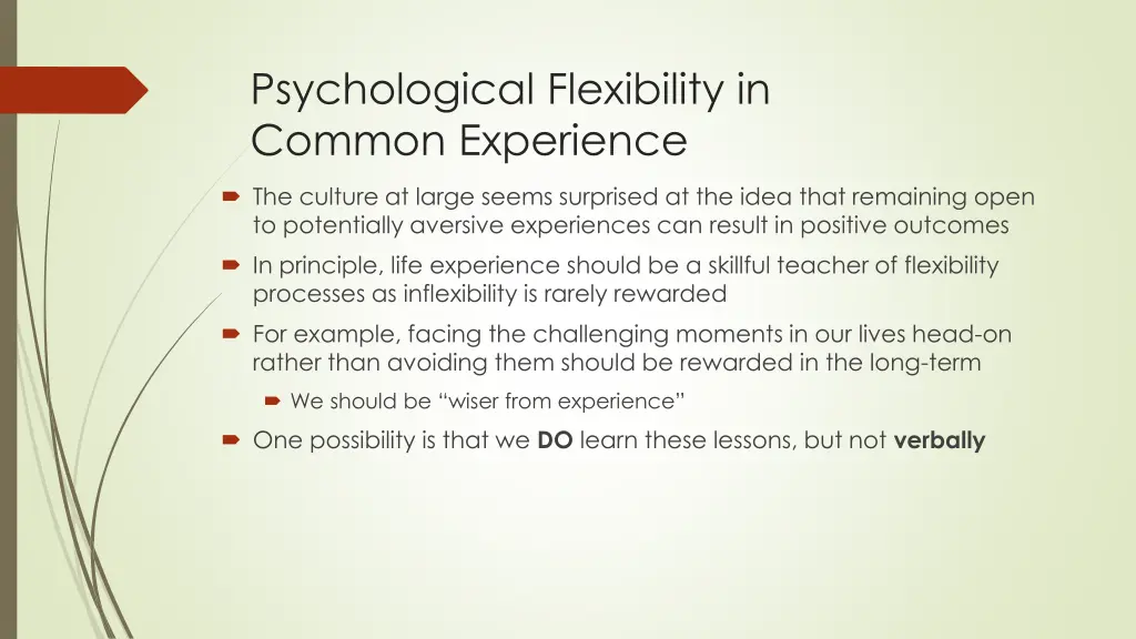 psychological flexibility in common experience