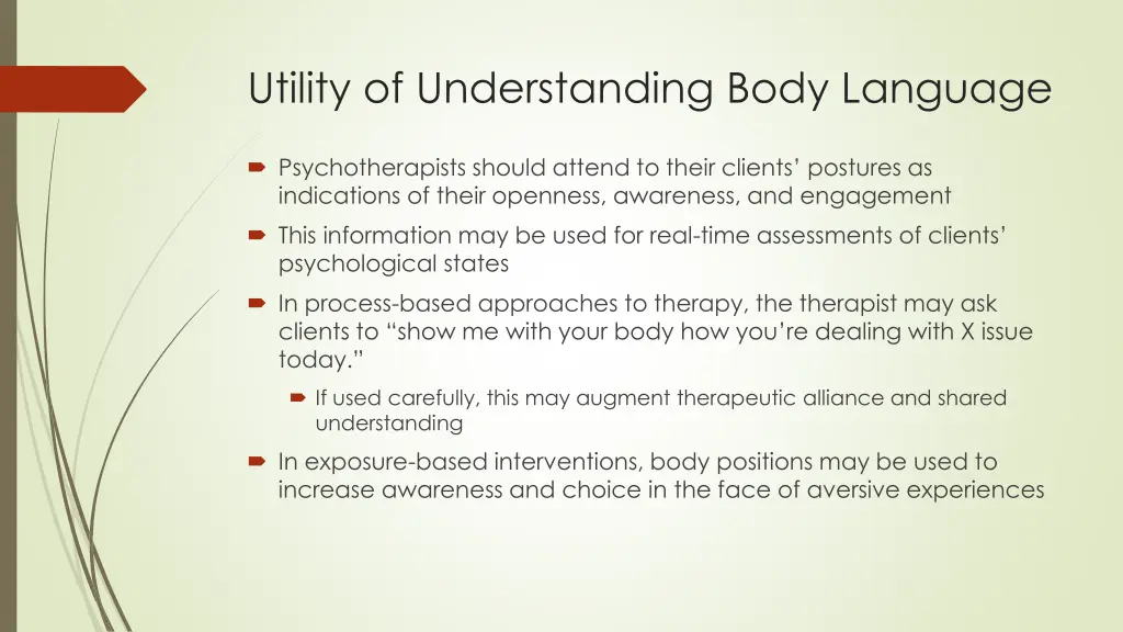 utility of understanding body language