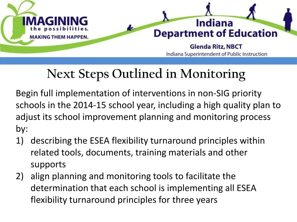 next steps outlined in monitoring