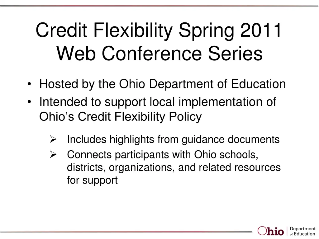 credit flexibility spring 2011 web conference