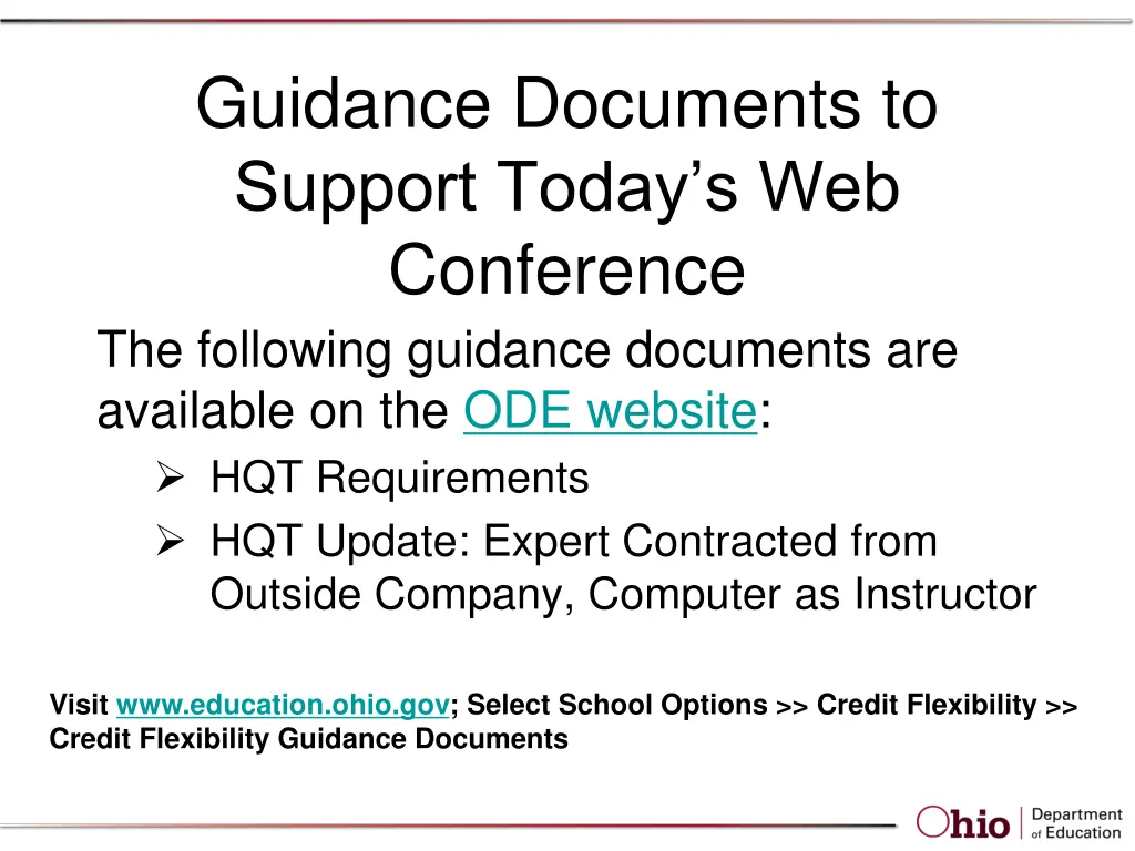 guidance documents to support today